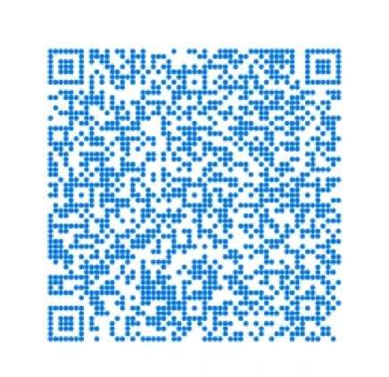 Blue QR code on white background.