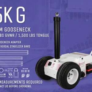 15KG gooseneck trailer mover with specifications and contact reminder.