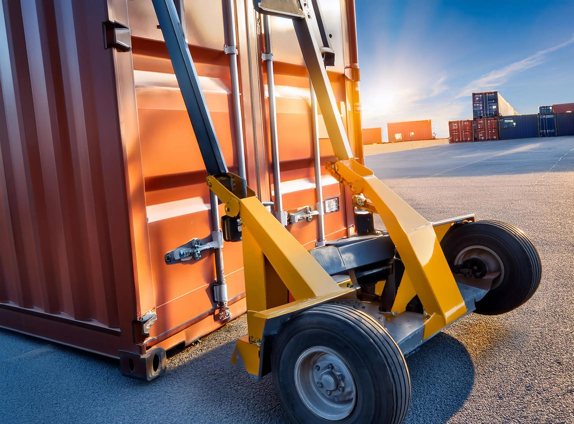 image showing a shipping container moved with dollies