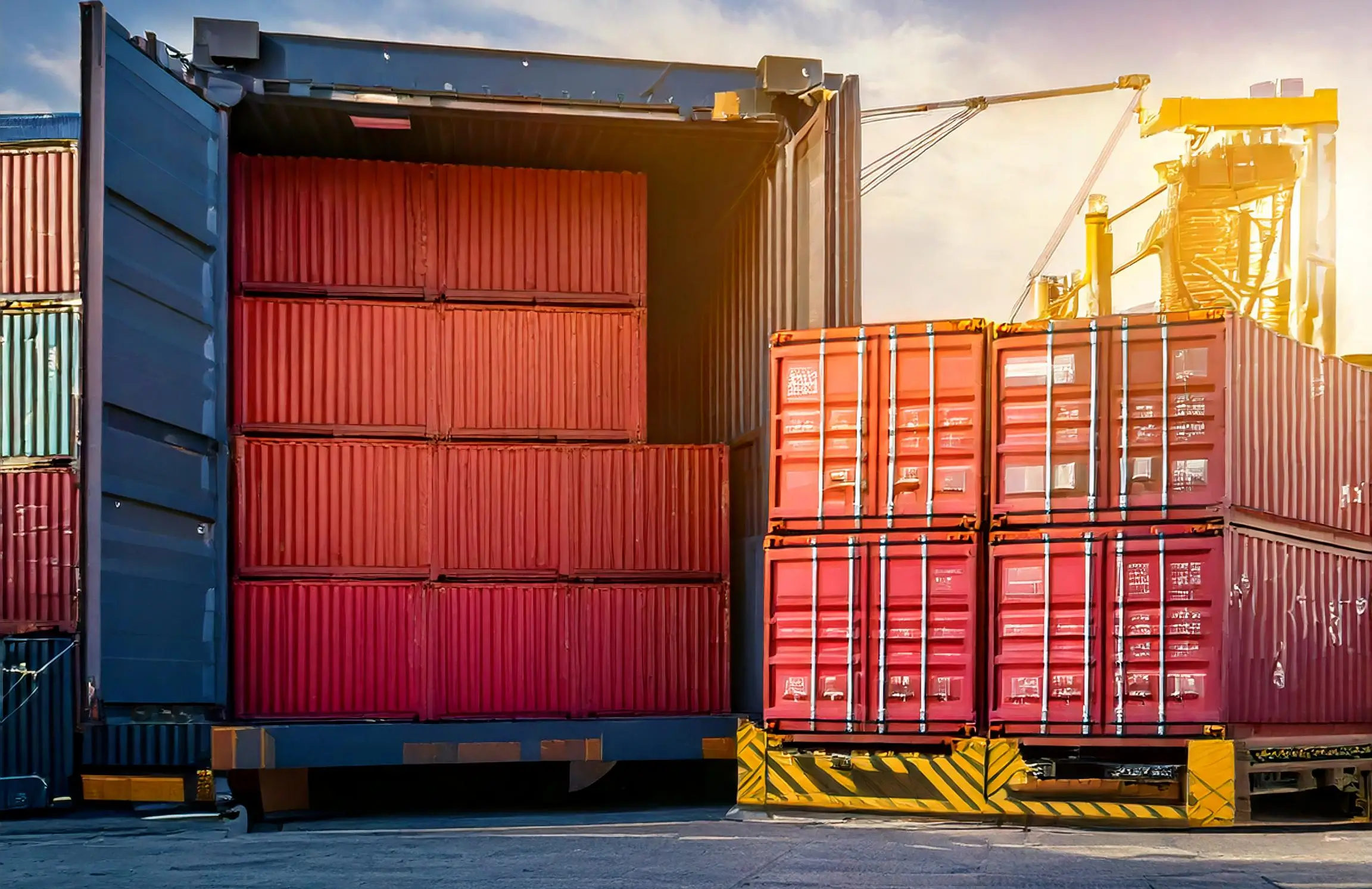 Firefly Image Showing a container loading operation at warehouse