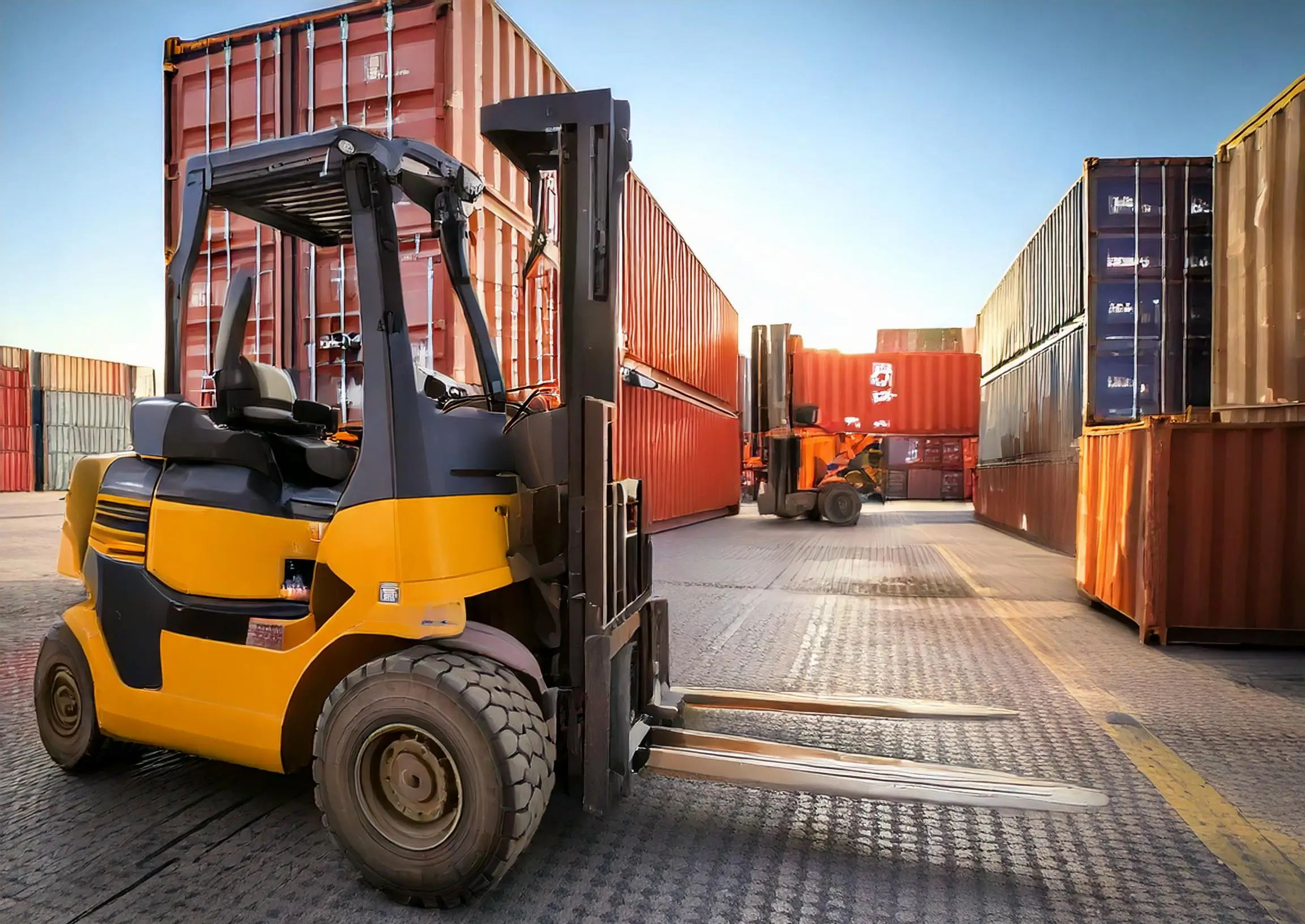 image showing wheel Dolly vs. Forklift for shipping container